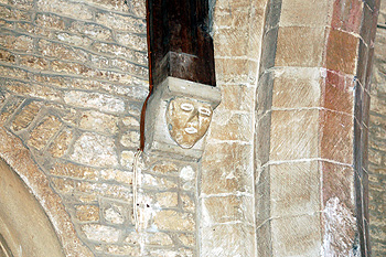 Head corbel on the south wall of the chancel May 2011